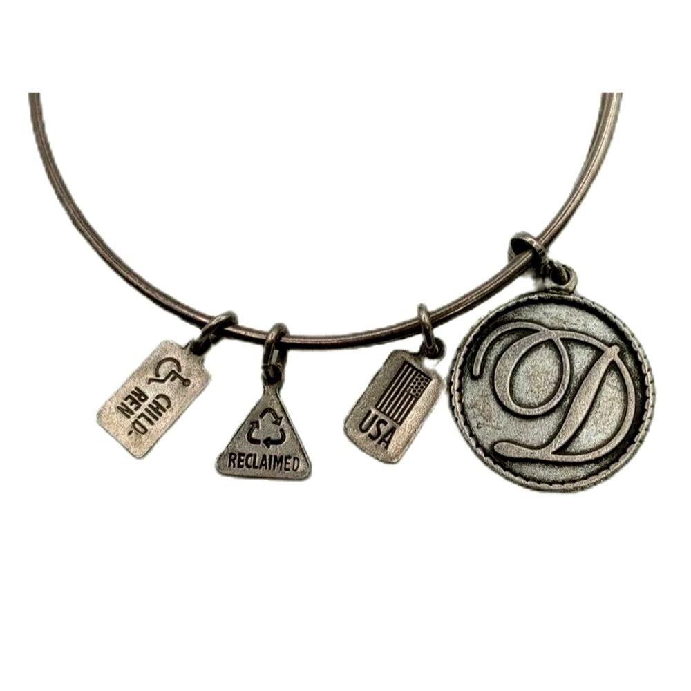 ✨Initial D Charm Bangle Bracelet Wind & Fire Silver Tone Adjustable USA